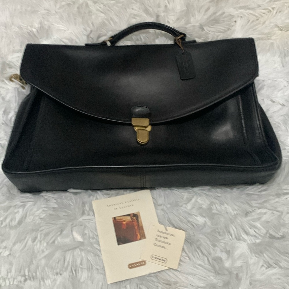 Vintage Coach Morgan Black Leather Brief